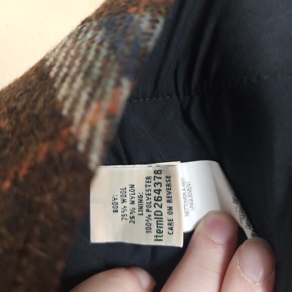 L.L. Bean Brown Plaid Mini Pencil Skirt Wool Blend Size 12 - Picture 7 of 8